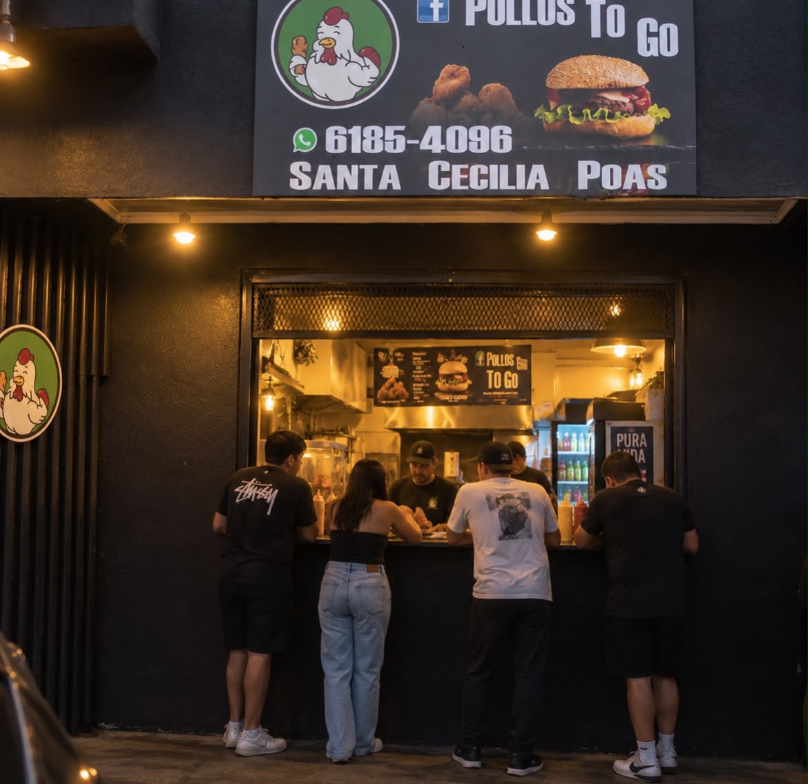 Fachada de Pollos To Go, restaurante en Santa Cecilia de Poás con tarjeta NFC de Trofico instalada